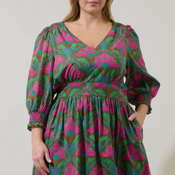 NWT Sugarlips Bold Print Smocked Mini Dress - Picture 4 of 5